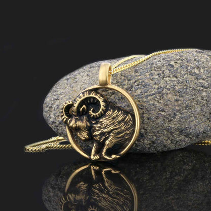 Sterling Silver Aries Necklace, Aries Jewelry, Handmade Aries Pendant, Horoscope Aries Necklace by SWISS PLUS - Zodiac Collec