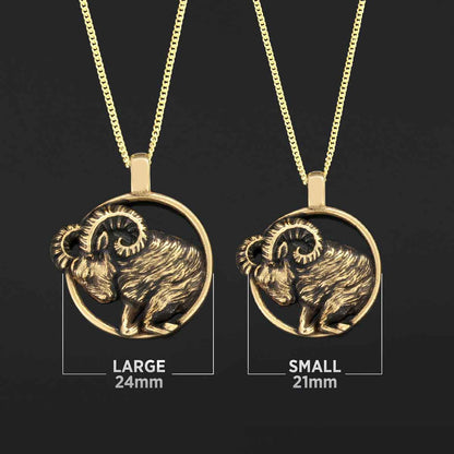 Sterling Silver Aries Necklace, Aries Jewelry, Handmade Aries Pendant, Horoscope Aries Necklace by SWISS PLUS - Zodiac Collec