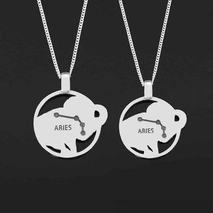 Sterling Silver Aries Necklace, Aries Jewelry, Handmade Aries Pendant, Horoscope Aries Necklace by SWISS PLUS - Zodiac Collec
