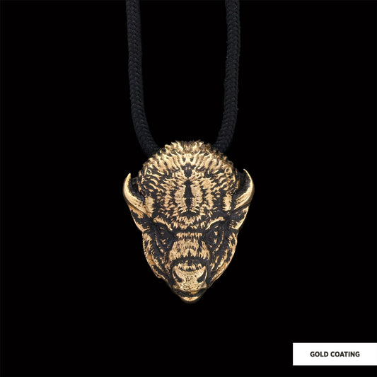 Sterling Silver Bison Pendant Gold Coating