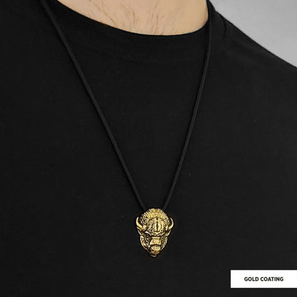 Sterling Silver Bison Pendant Gold Coating by SWISS PLUS - Unique Pendants & Cool Design Necklaces - view 2