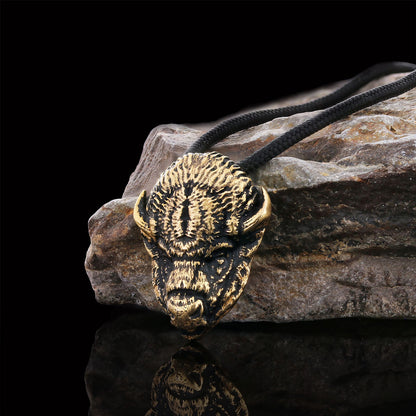 Sterling Silver Bison Pendant Gold Coating by SWISS PLUS - Unique Pendants & Cool Design Necklaces - view 4