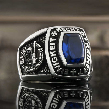 Sterling Silver Design Einigkeit Recht Freiheit Germany Ring by SWISS PLUS - Military Rings