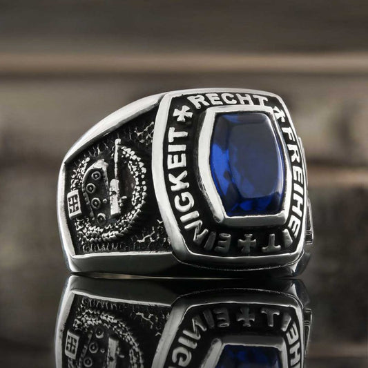 Sterling Silver Design Einigkeit Recht Freiheit Germany Ring - view 1