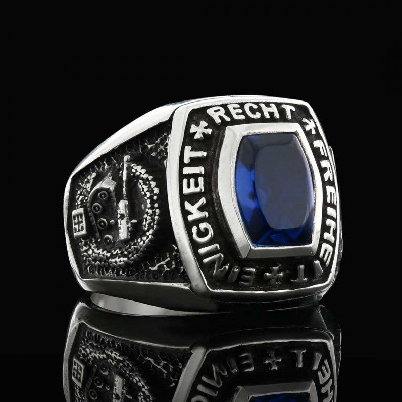 Sterling Silver Design Einigkeit Recht Freiheit Germany Ring