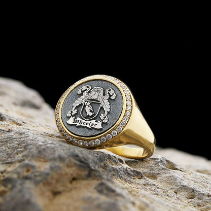 Sterling Silver Family Coat of Arms Women Ring by SWISS PLUS - Family Collection