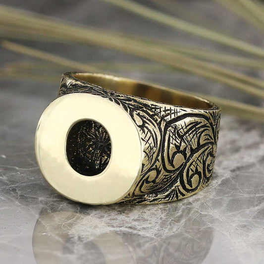 Sterling Silver Handmade Monogram O Bold Alphabet Ring - view 1