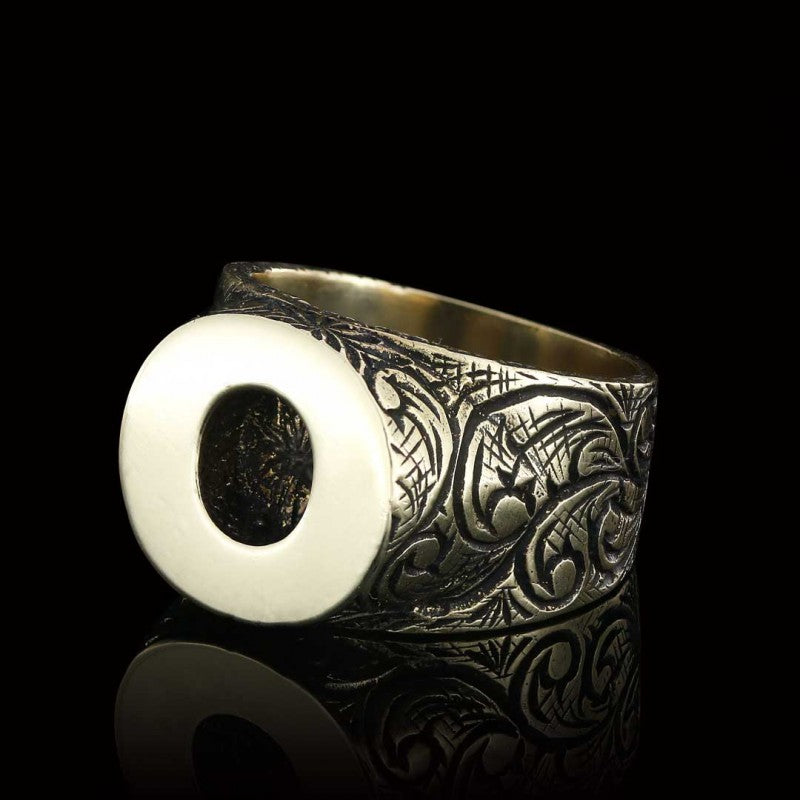 Sterling Silver Handmade Monogram O Bold Alphabet Ring - view 5