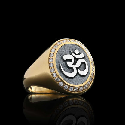 Sterling Silver Handmade Oval Stone Special Om Buddha Women Ring by SWISS PLUS - Buddhist Jewelry Collection - view 2