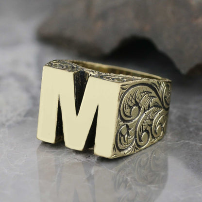 Sterling Silver Monogram Letter M Ring by SWISS PLUS - Letter Collection