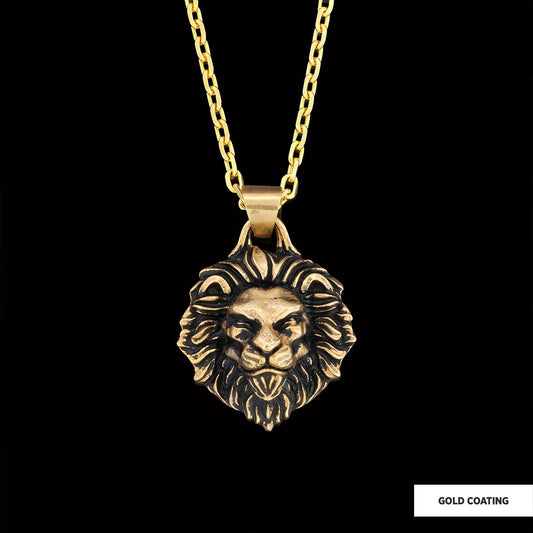 Sterling Silver Lion Pendant Gold Coating-Chain