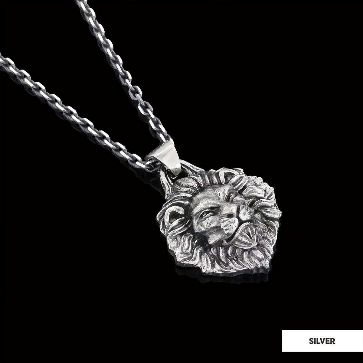 Sterling Silver Lion Pendant Silver-Chain