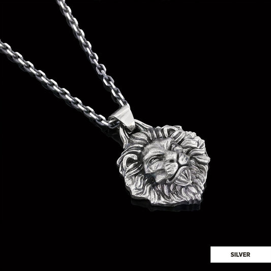Sterling Silver Lion Pendant Silver-Chain