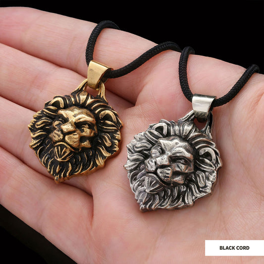 Sterling Silver Lion Pendant Silver-Cord