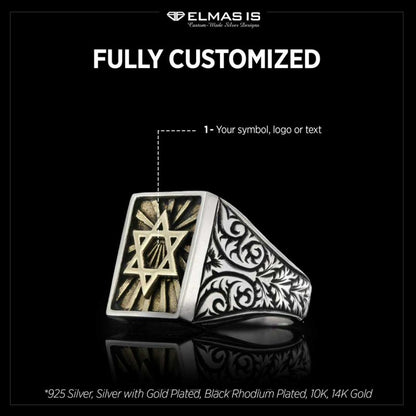 Sterling Silver Magen David Jewish Ring by SWISS PLUS - Jewish Collection - view 6