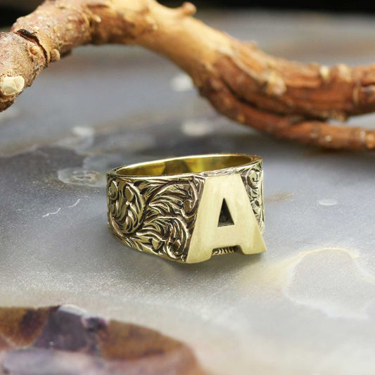 Sterling Silver Monogram A Bold Alphabet Women Ring - view 2