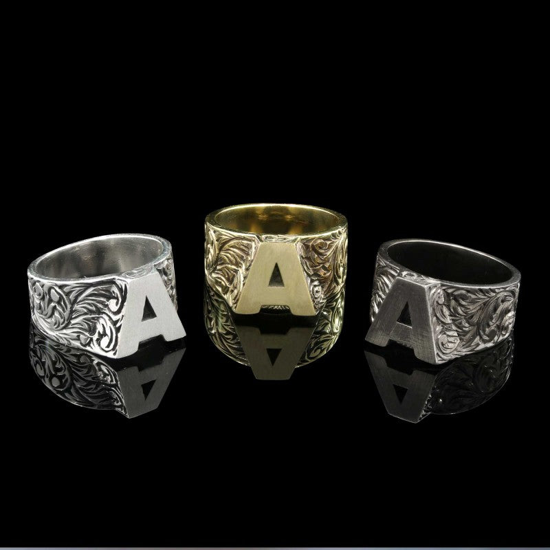Sterling Silver Monogram A Bold Alphabet Women Ring - view 5