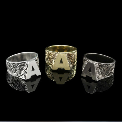 Sterling Silver Monogram A Bold Alphabet Women Ring by SWISS PLUS - Letter Collection - view 5