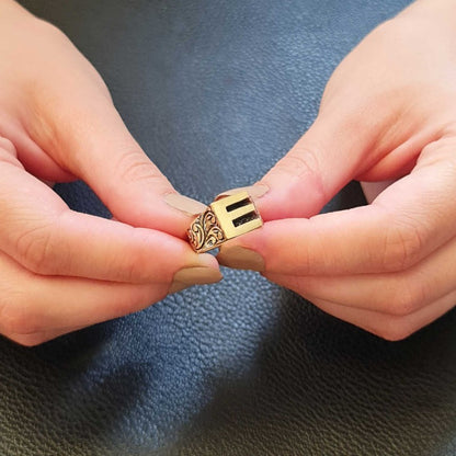Sterling Silver Monogram E Bold Alphabet Women Ring by SWISS PLUS - Letter Collection - view 3