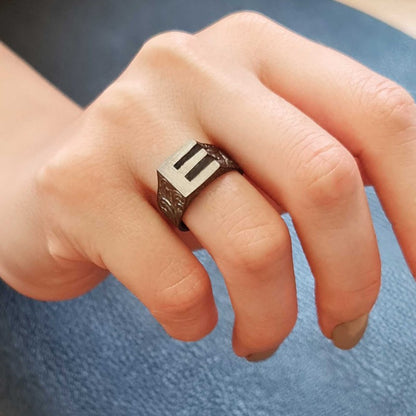 Sterling Silver Monogram E Bold Alphabet Women Ring by SWISS PLUS - Letter Collection - view 7