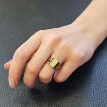 Sterling Silver Monogram I Bold Alphabet Women Ring by SWISS PLUS - Letter Collection