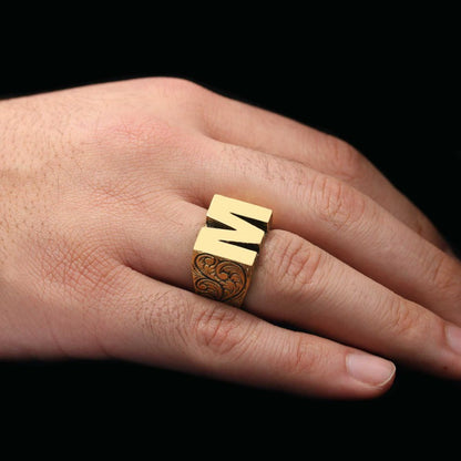 Sterling Silver Monogram Letter M Ring by SWISS PLUS - Letter Collection - view 3
