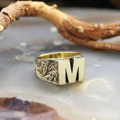 Sterling Silver Monogram M Bold Alphabet Women Ring by SWISS PLUS - Letter Collection - view 2