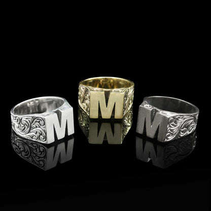 Sterling Silver Monogram M Bold Alphabet Women Ring by SWISS PLUS - Letter Collection - view 5