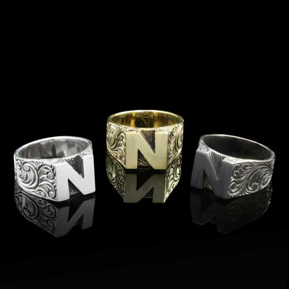 Sterling Silver Monogram N Bold Alphabet Women Ring by SWISS PLUS - Letter Collection - view 5