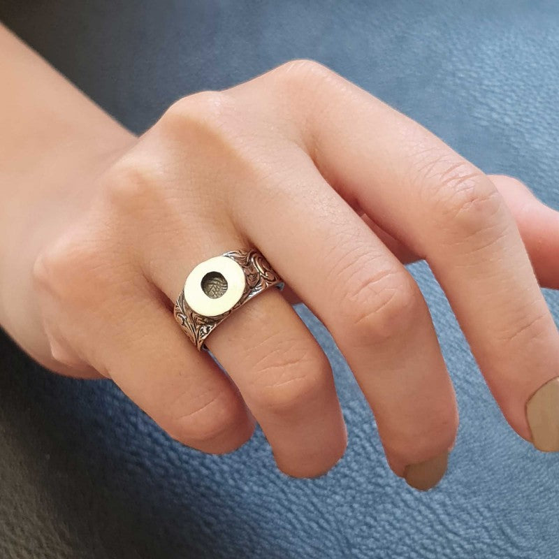 Sterling Silver Monogram O Bold Alphabet Women Ring - view 3