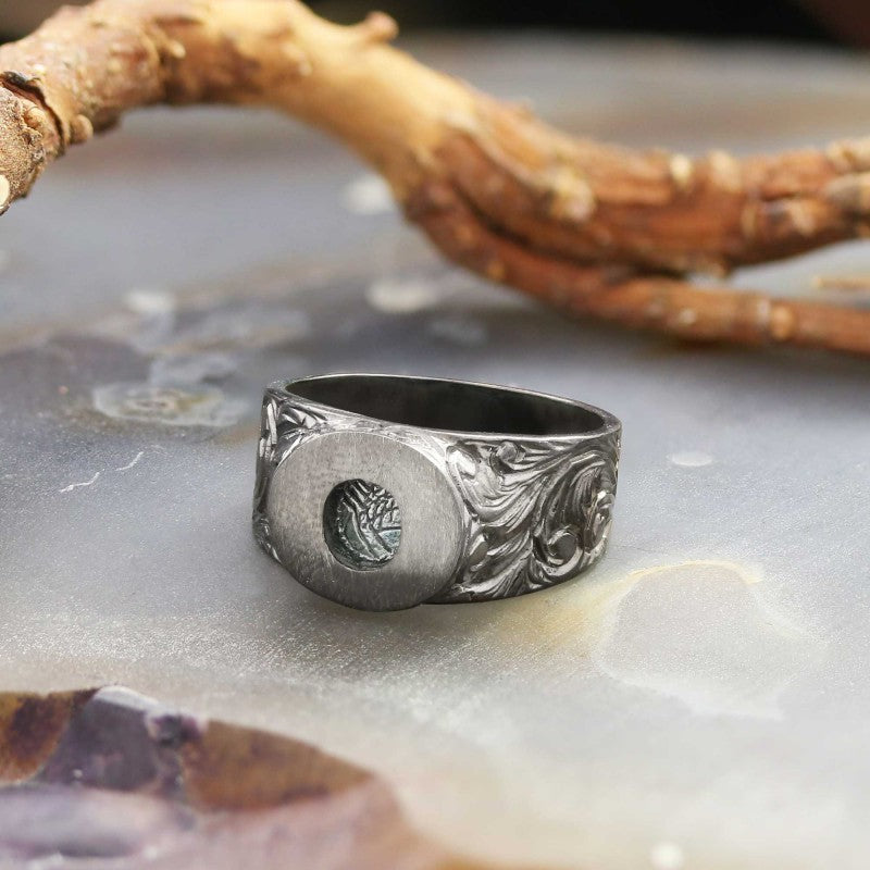 Sterling Silver Monogram O Bold Alphabet Women Ring - view 6