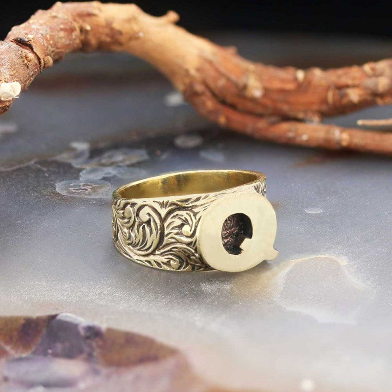 Sterling Silver Monogram Q Bold Alphabet Women Ring by SWISS PLUS - Letter Collection - view 2