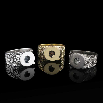 Sterling Silver Monogram Q Bold Alphabet Women Ring by SWISS PLUS - Letter Collection - view 5