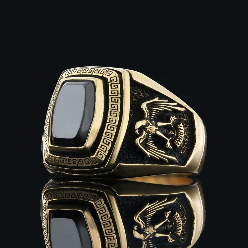 Sterling Silver Ottoman Eagle Signet Ring - view 4