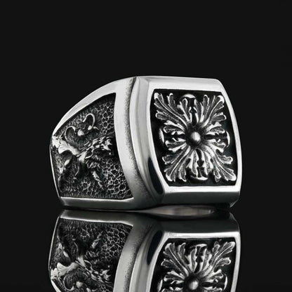 Sterling Silver Ring With Motif Without Stone by SWISS PLUS - Unique Design Rings - view 3