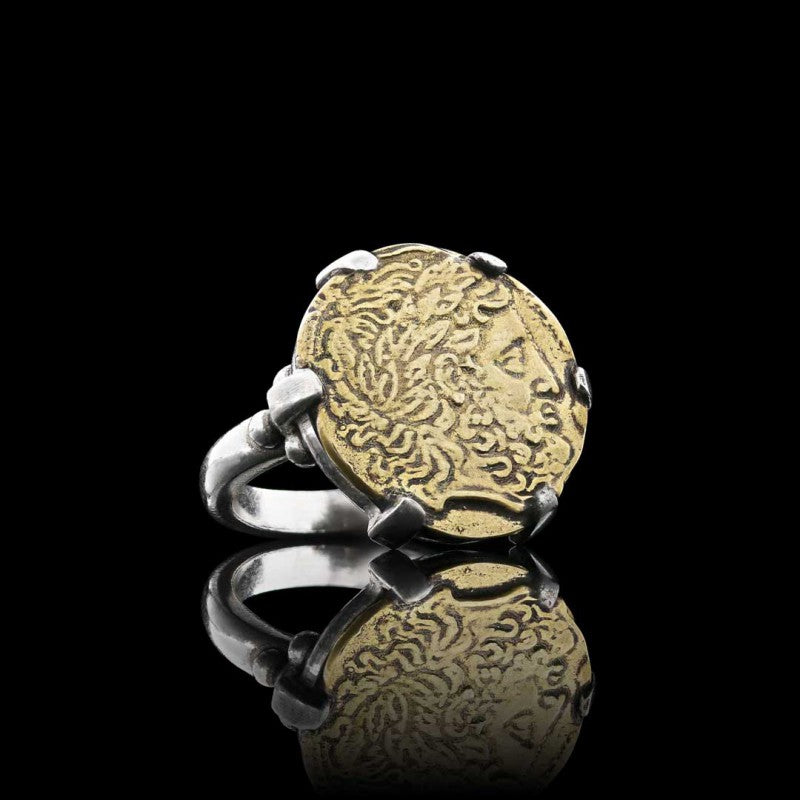 Sterling Silver Special Design Old Greek Coin Women Ring by SWISS PLUS - 925 Sterling Silver Rings for Men & Women - view 2