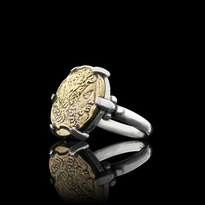 Sterling Silver Special Design Old Greek Coin Women Ring by SWISS PLUS - 925 Sterling Silver Rings for Men & Women - view 3