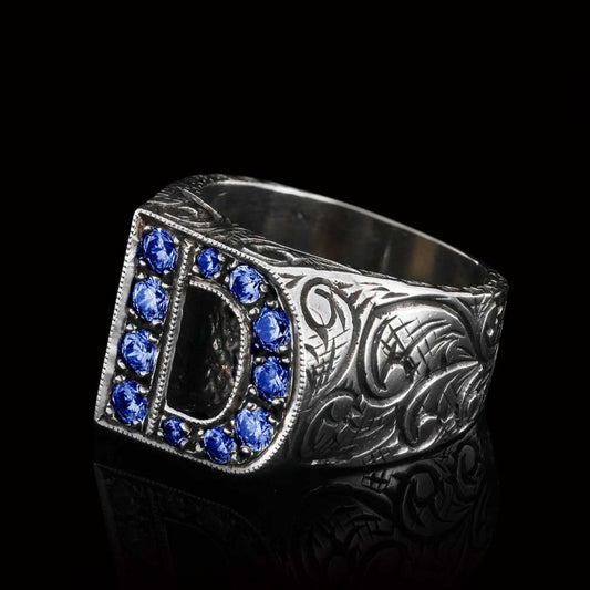 Stone White Monogram D Bold Alphabet Ring by SWISS PLUS - Letter Collection - view 2