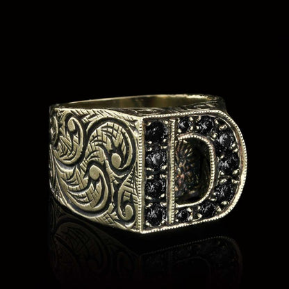 Stone White Monogram D Bold Alphabet Ring by SWISS PLUS - Letter Collection - view 3