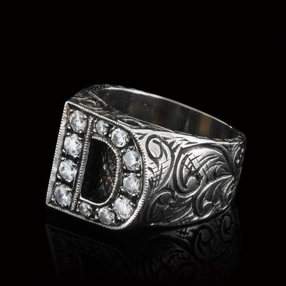 Stone White Monogram D Bold Alphabet Ring by SWISS PLUS - Letter Collection - view 4