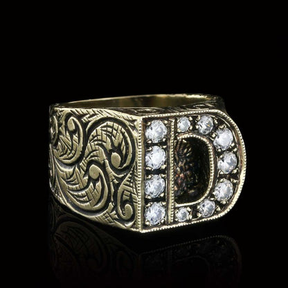 Stone White Monogram D Bold Alphabet Ring by SWISS PLUS - Letter Collection - view 7
