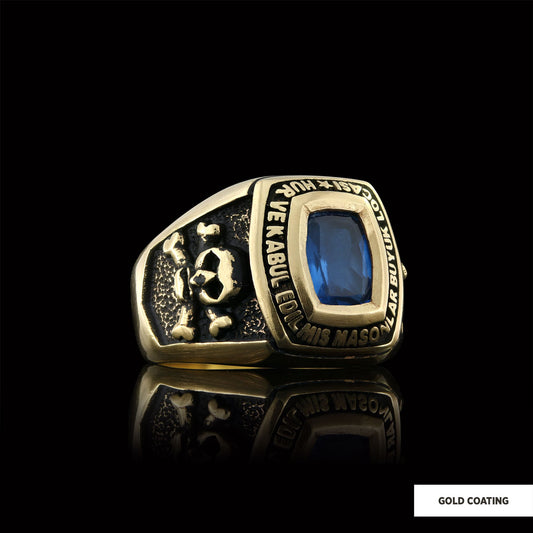 Stone Wiht Silver Masonic Ring, Signet Mason Ring, Mason Jewelry, Custom Mason Ring - view 2