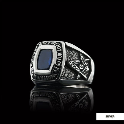 Stone Wiht Silver Masonic Ring, Signet Mason Ring, Mason Jewelry, Custom Mason Ring by SWISS PLUS - Mason Collection - view 3