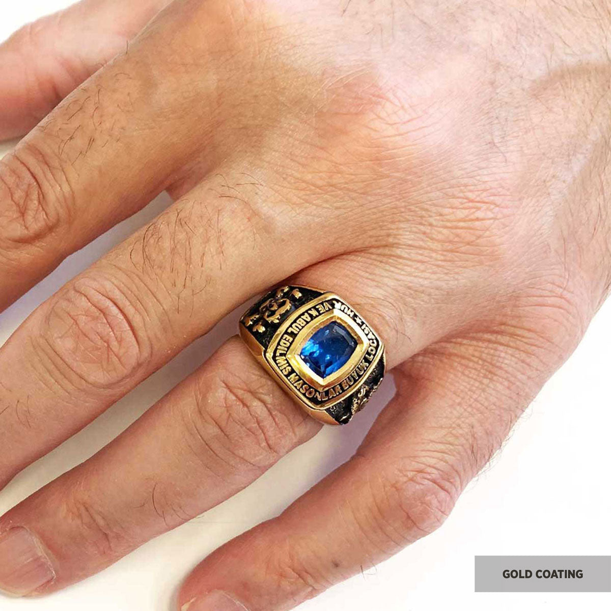 Stone Wiht Silver Masonic Ring, Signet Mason Ring, Mason Jewelry, Custom Mason Ring - view 5