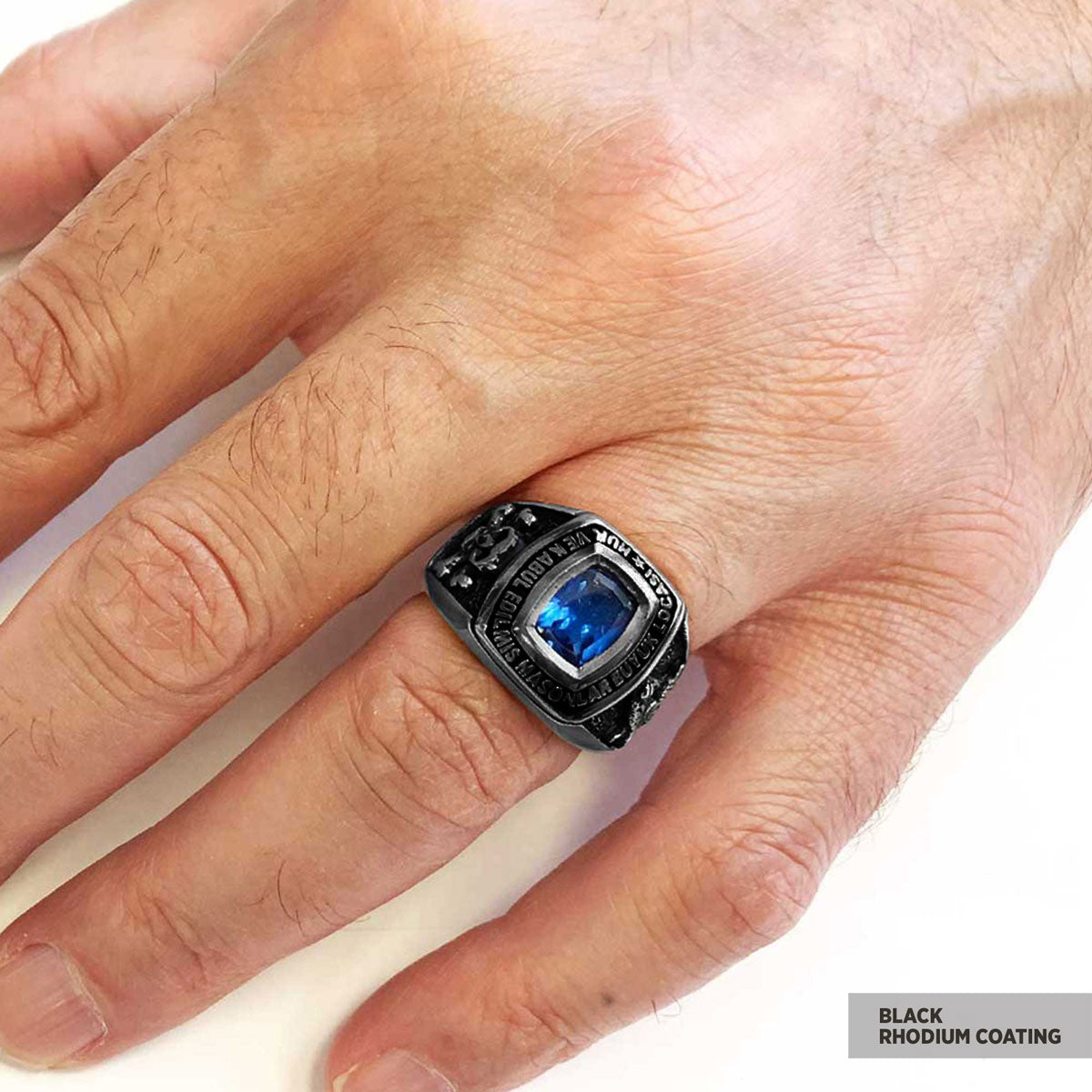 Stone Wiht Silver Masonic Ring, Signet Mason Ring, Mason Jewelry, Custom Mason Ring - view 7