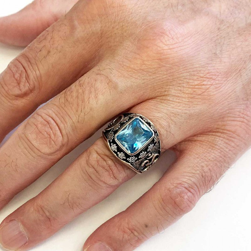 Stone With Silver Buddha Ring - view 7