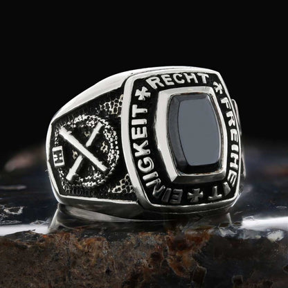 Stony Einigkeit Recht Freiheit Germany Ring by SWISS PLUS - Military Rings