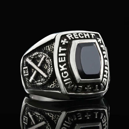 Stony Einigkeit Recht Freiheit Germany Ring by SWISS PLUS - Military Rings - view 3