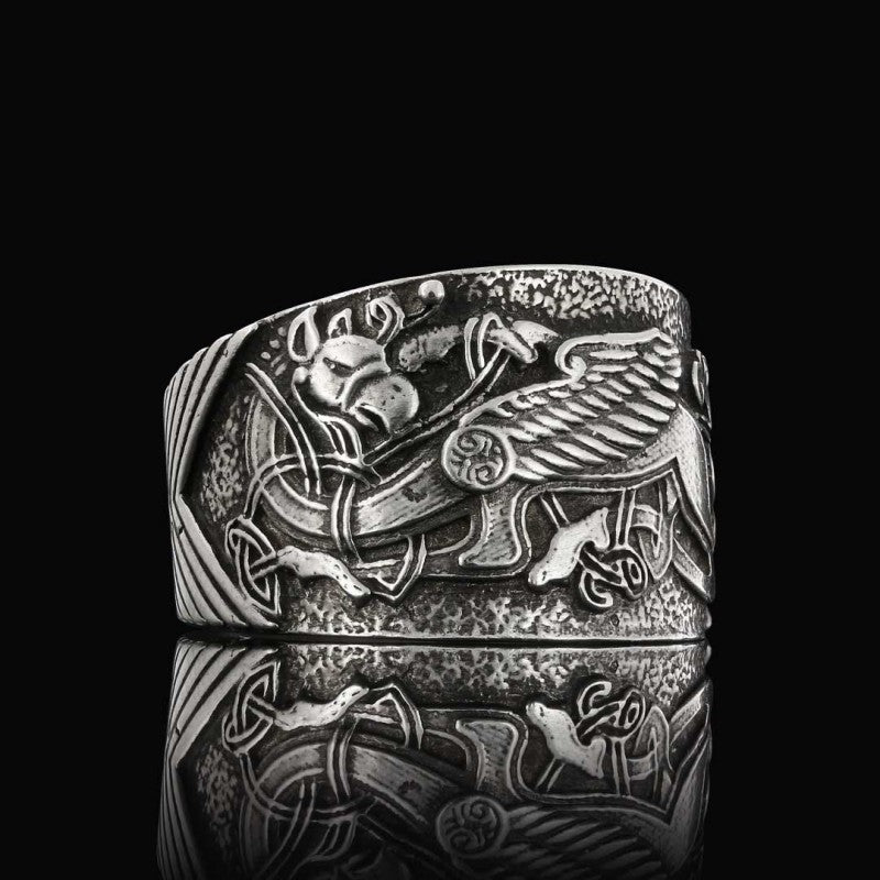 Stylish Male Ring With Griffin