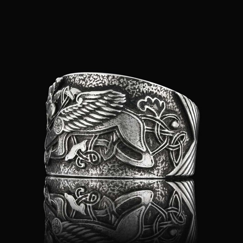 Stylish Male Ring With Griffin